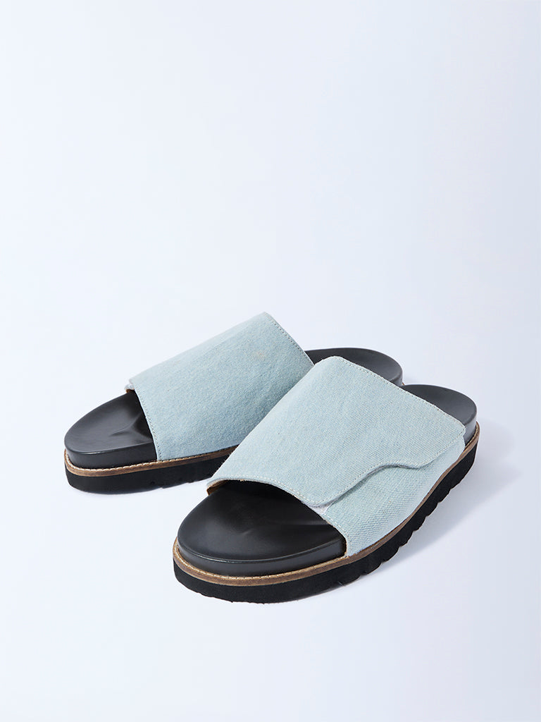SOLEPLAY Light Blue Denim Pool Slides