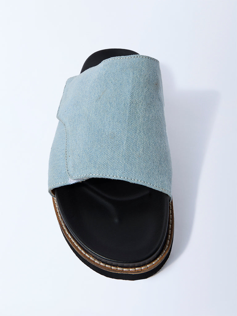 SOLEPLAY Light Blue Denim Pool Slides