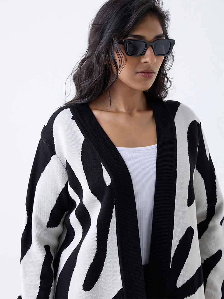 Gia Black Abstract Printed Cardigan