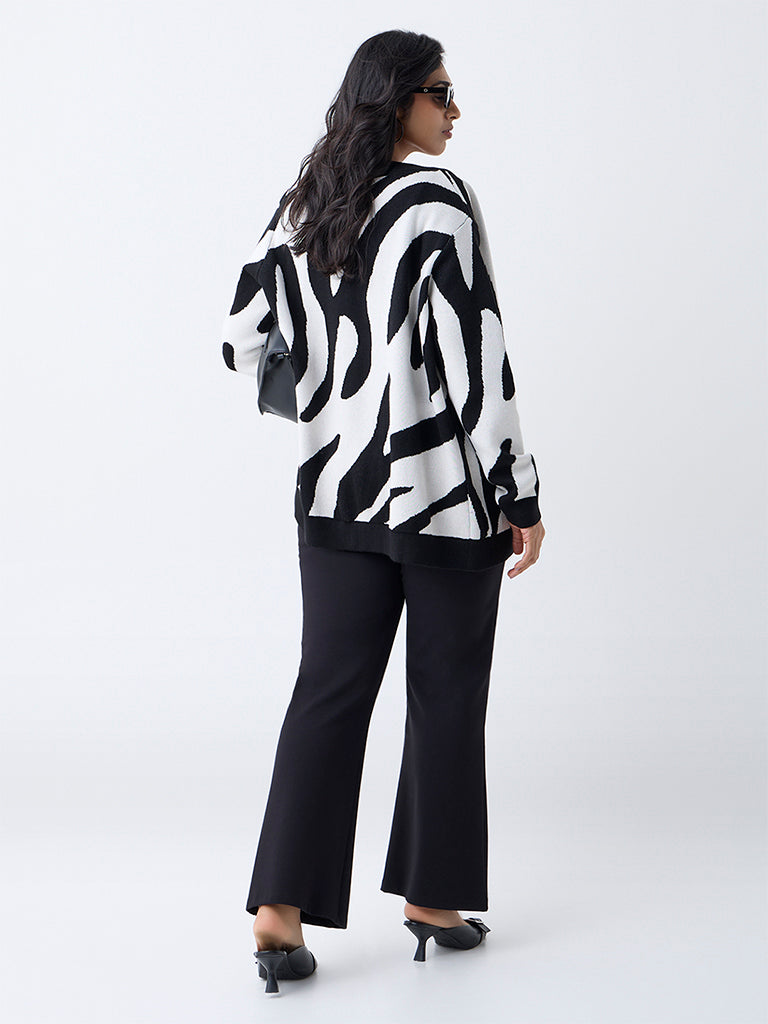 Gia Black Abstract Printed Cardigan