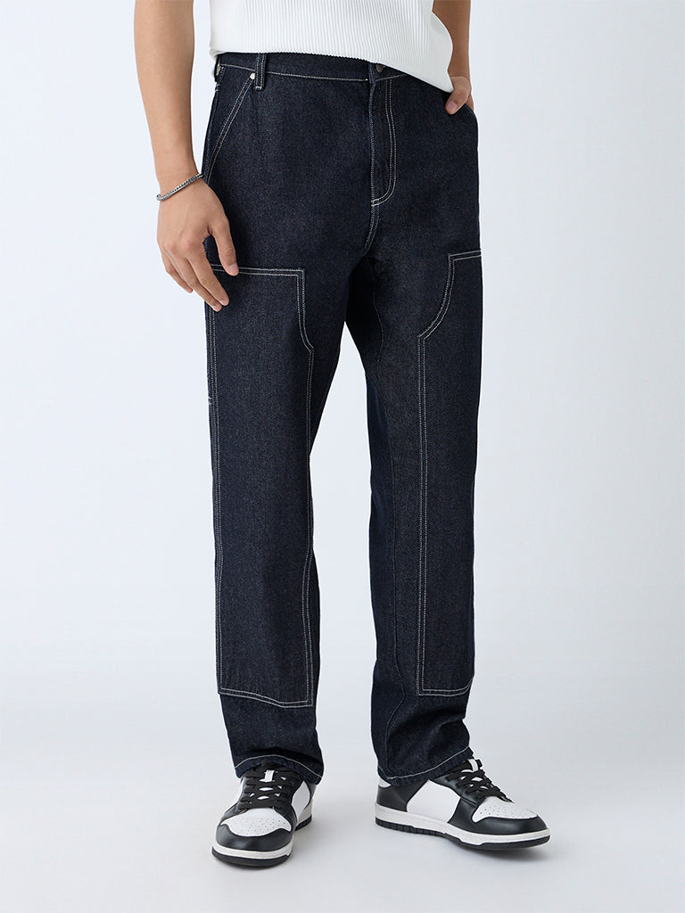 Nuon Navy Relaxed-Fit Mid-Rise Jeans