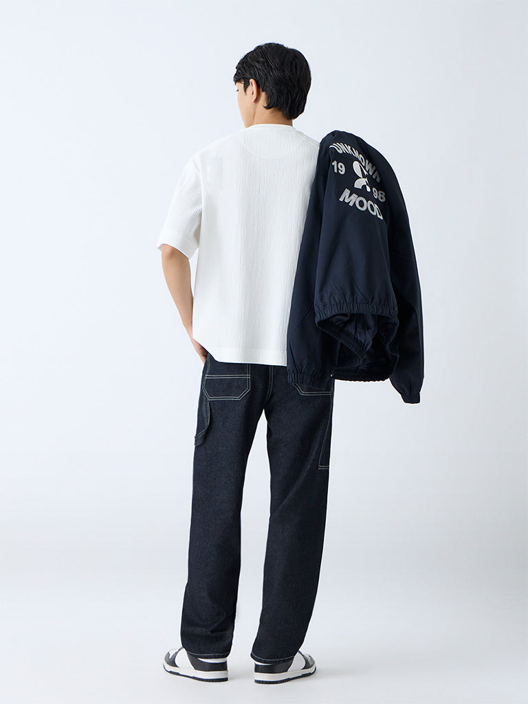 Nuon Navy Relaxed-Fit Mid-Rise Jeans