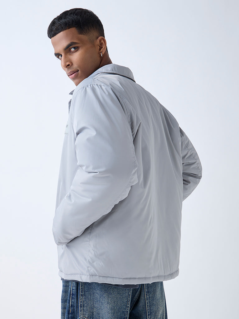 Buy Nuon Grey Solid Relaxed-Fit Jacket from Westside