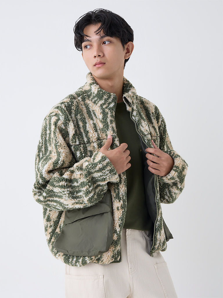 Nuon Green Relaxed-Fit Fleece Jacket