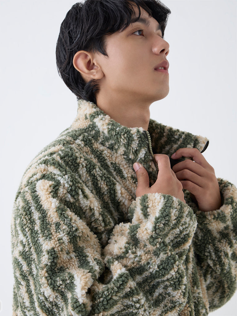 Nuon Green Relaxed-Fit Fleece Jacket