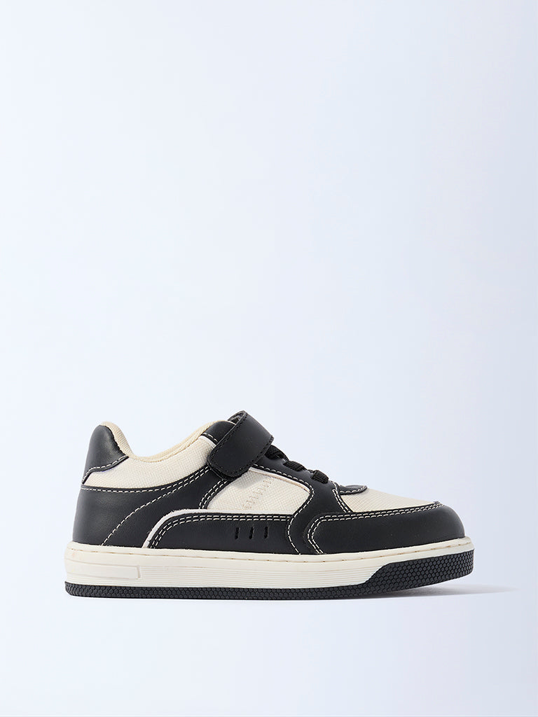 Westside Yellow Boys Black Colour-Blocked Lace-Up Sneakers for Casual Wear Side View