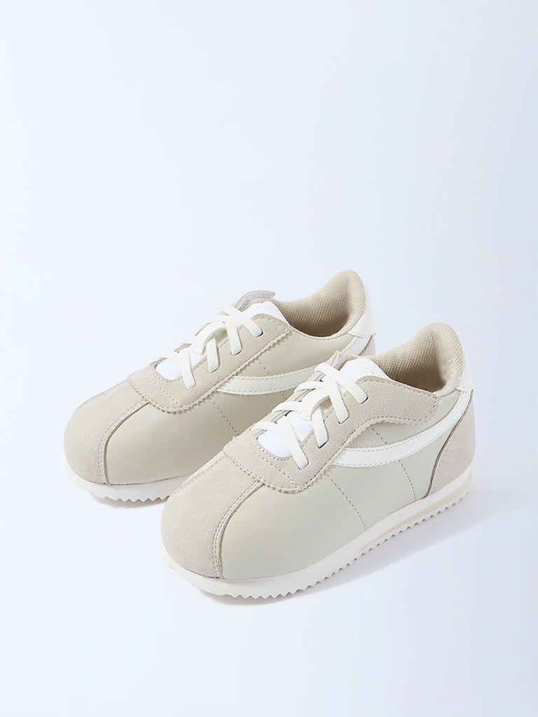 Yellow Grey Suede Lace-Up Sneakers