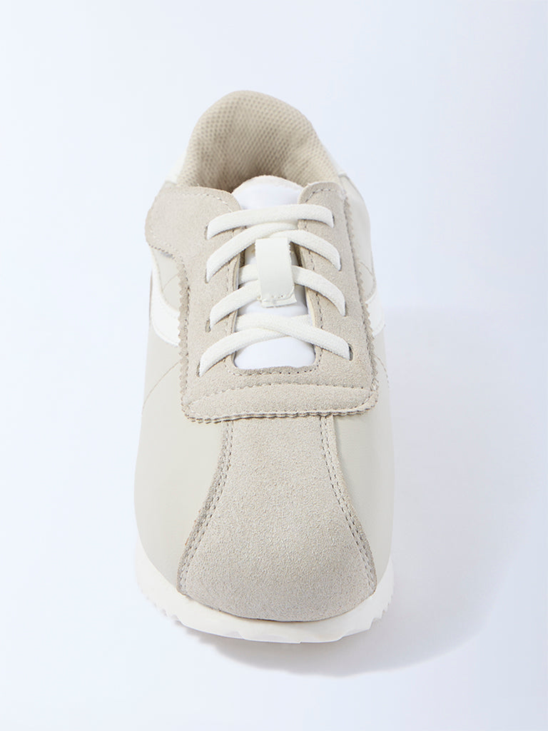 Yellow Grey Suede Lace-Up Sneakers
