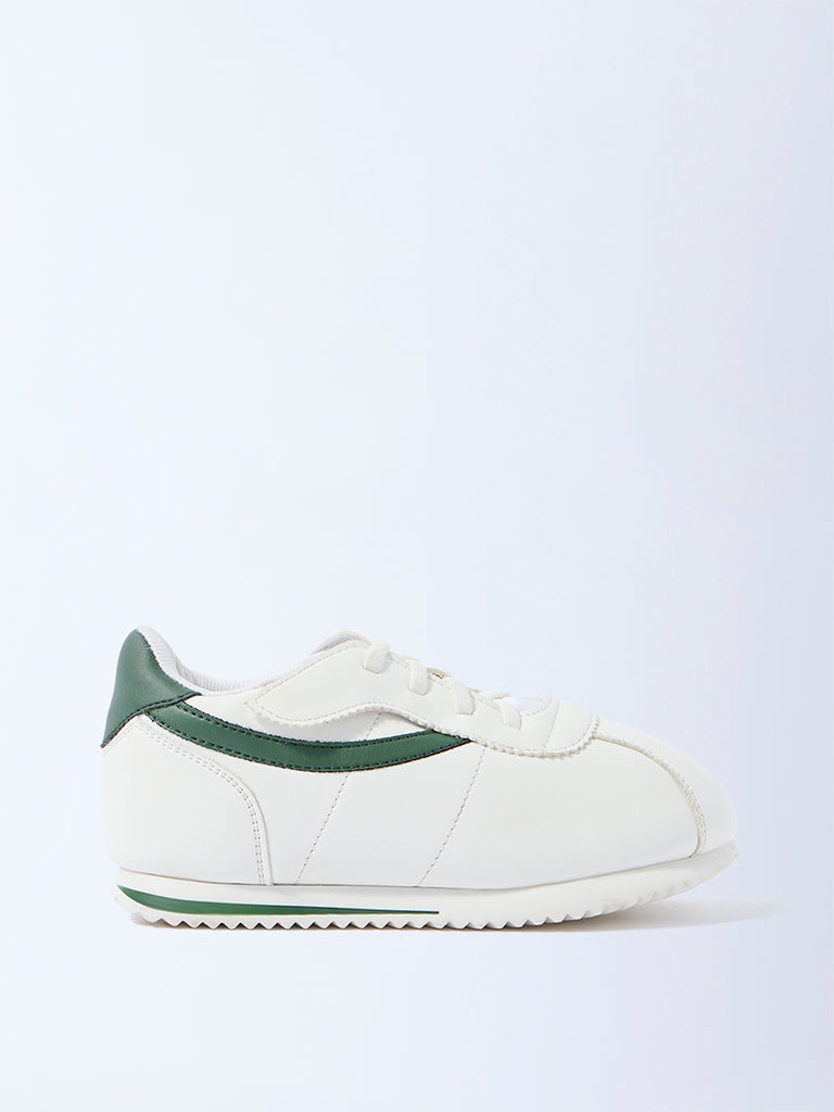 Yellow White Colour-Block Lace-Up Sneakers