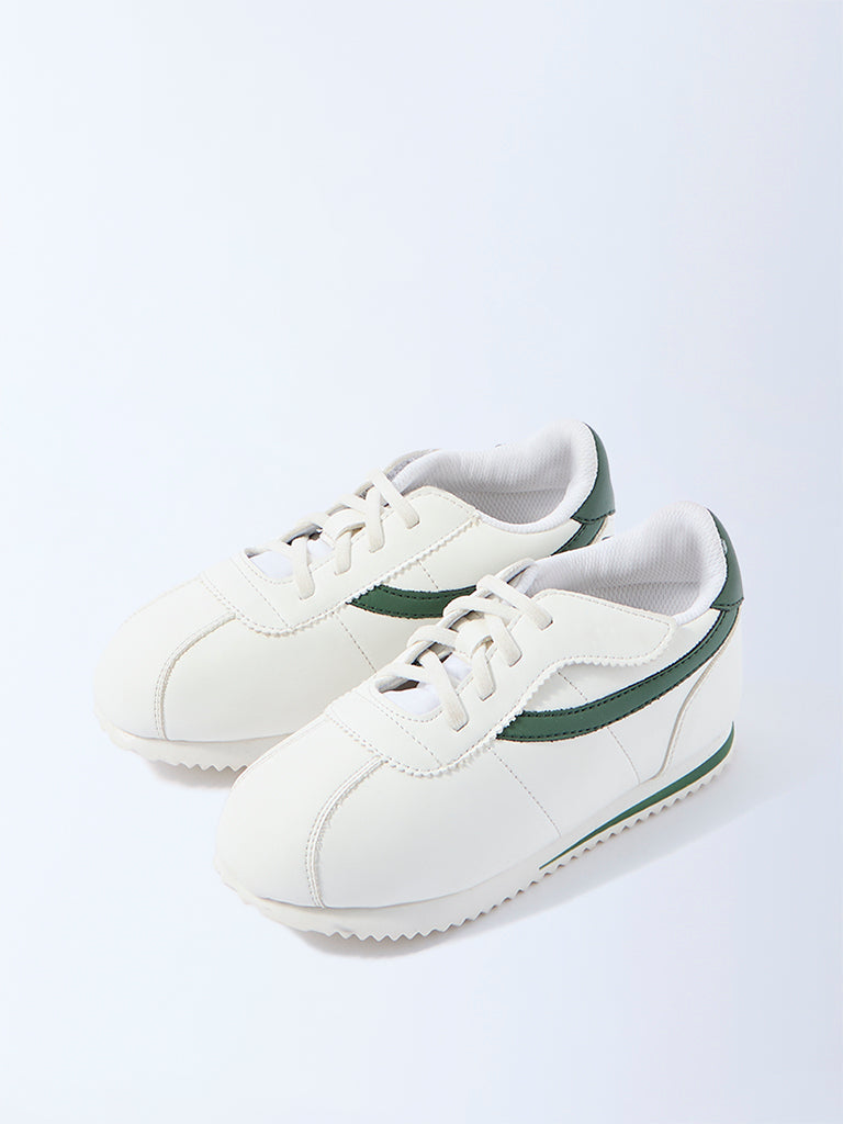 Yellow White Colour-Block Lace-Up Sneakers