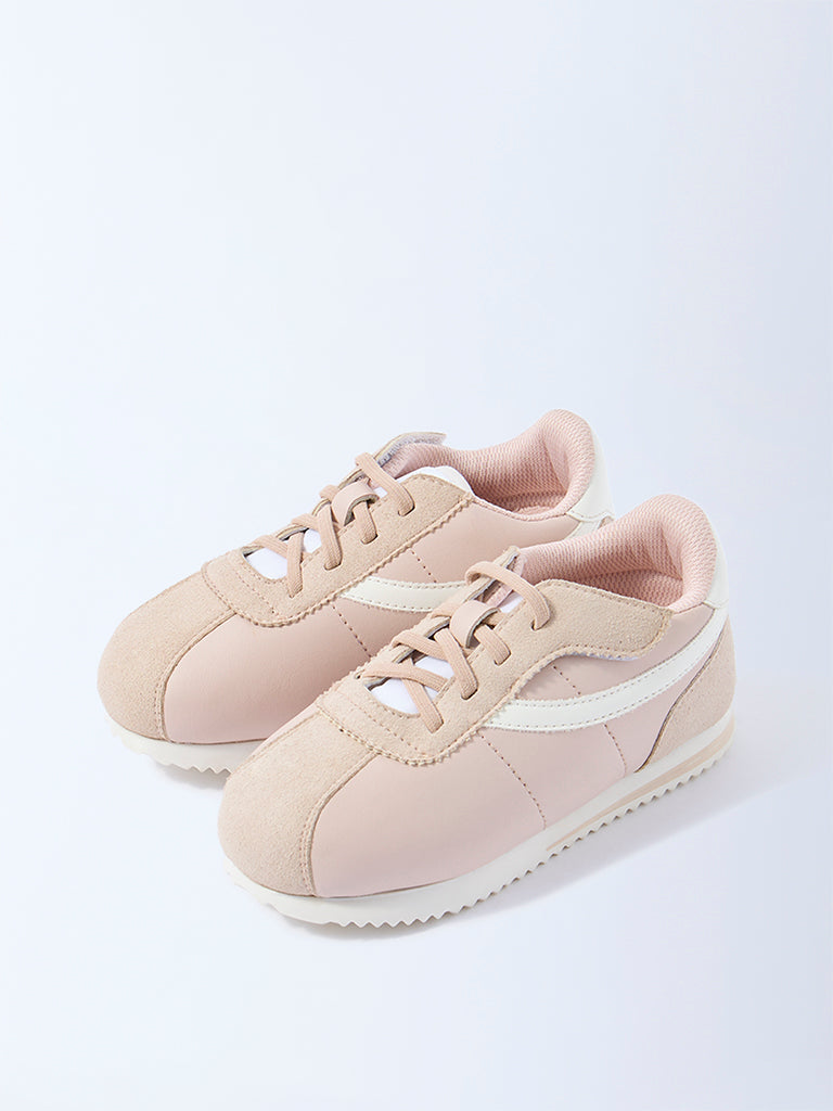 Yellow Pink Suede Lace-Up Sneakers