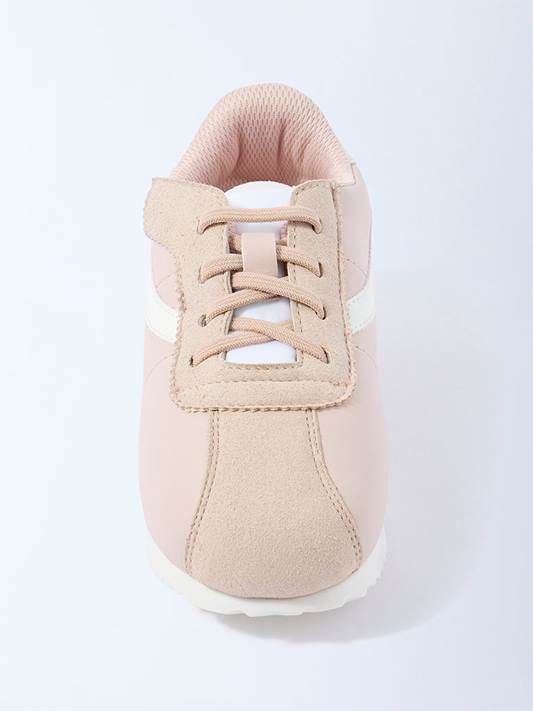 Yellow Pink Suede Lace-Up Sneakers