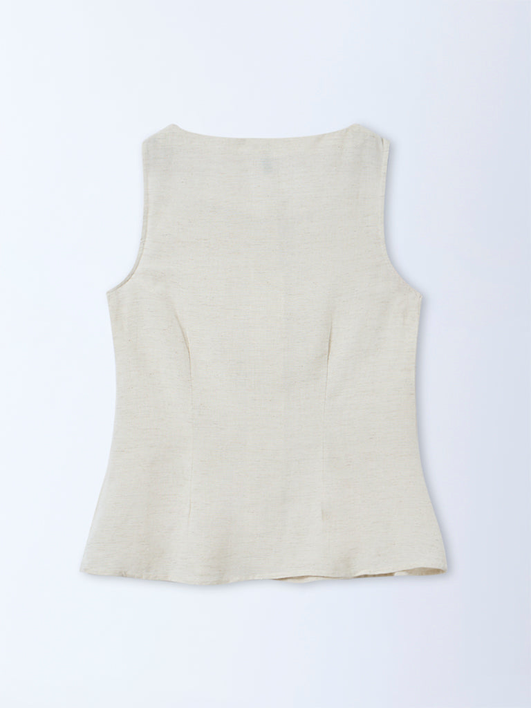 LOV Off-White Cotton-Blend Blouse