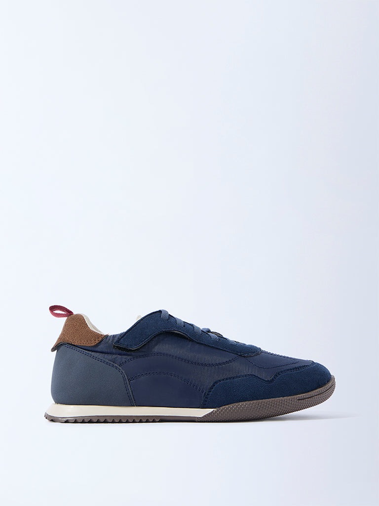 Yellow Navy Suede Lace-Up Sneakers