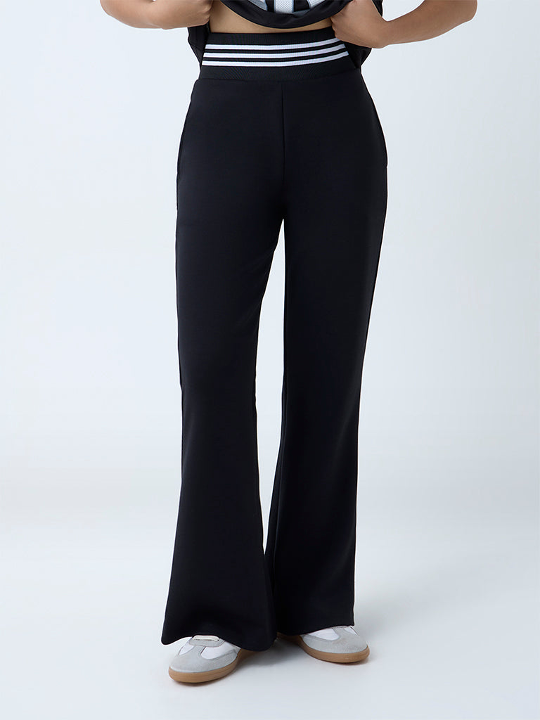 Westside Studiofit Women's Black Bootcut High-Rise Pants for Sports Wear Front View