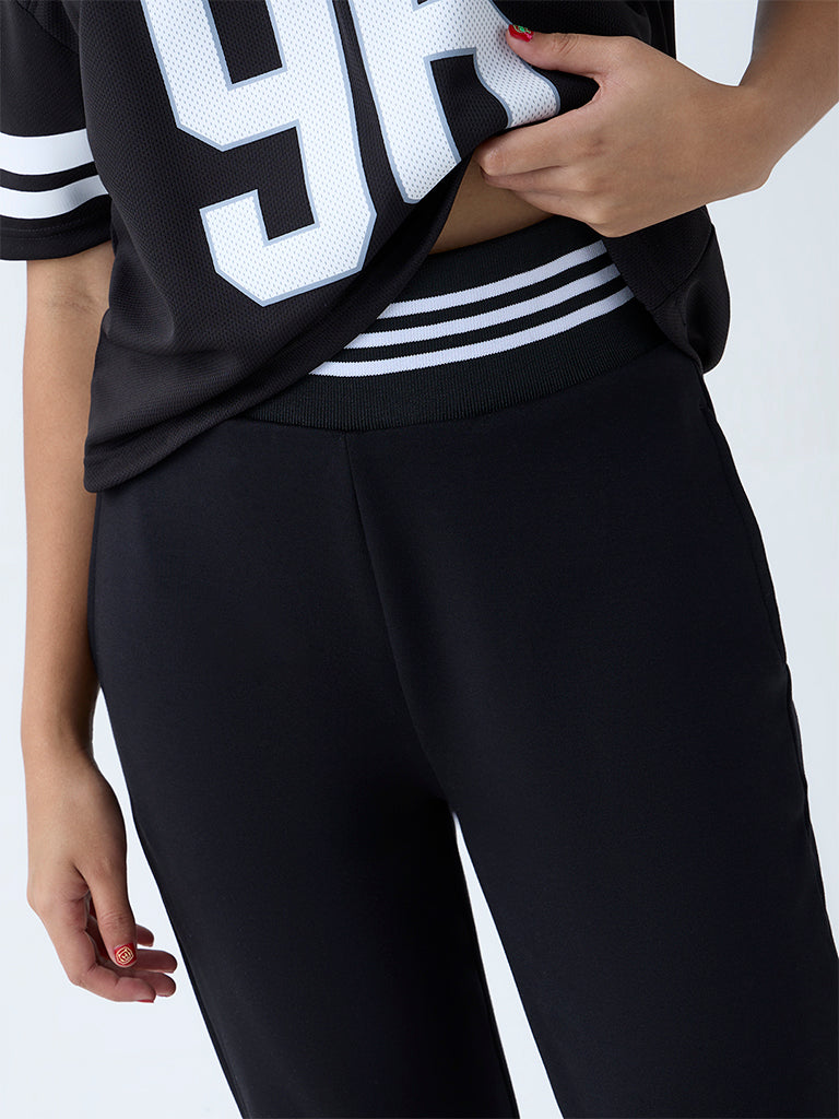 Westside Studiofit Women's Black Bootcut High-Rise Pants for Sports Wear Zoomed View