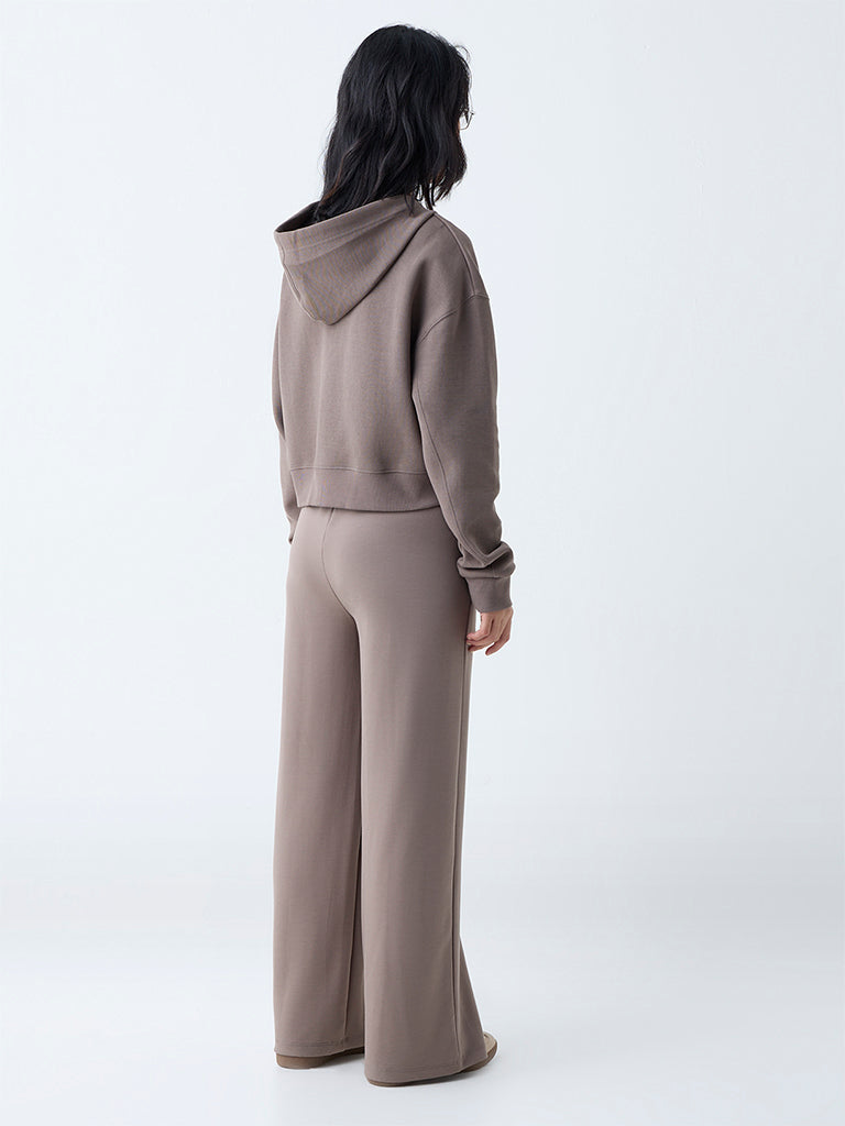 Studiofit Brown Solid Cotton-Blend Jacket