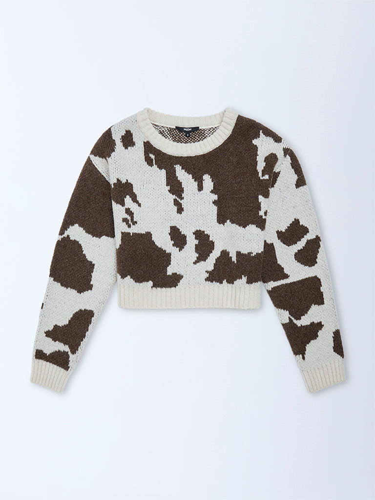 Nuon Brown Abstract Pattern Sweater