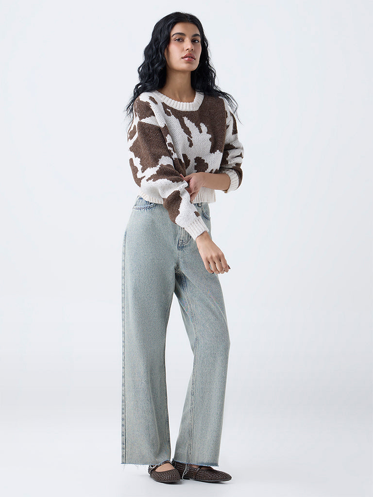 Nuon Brown Abstract Pattern Sweater