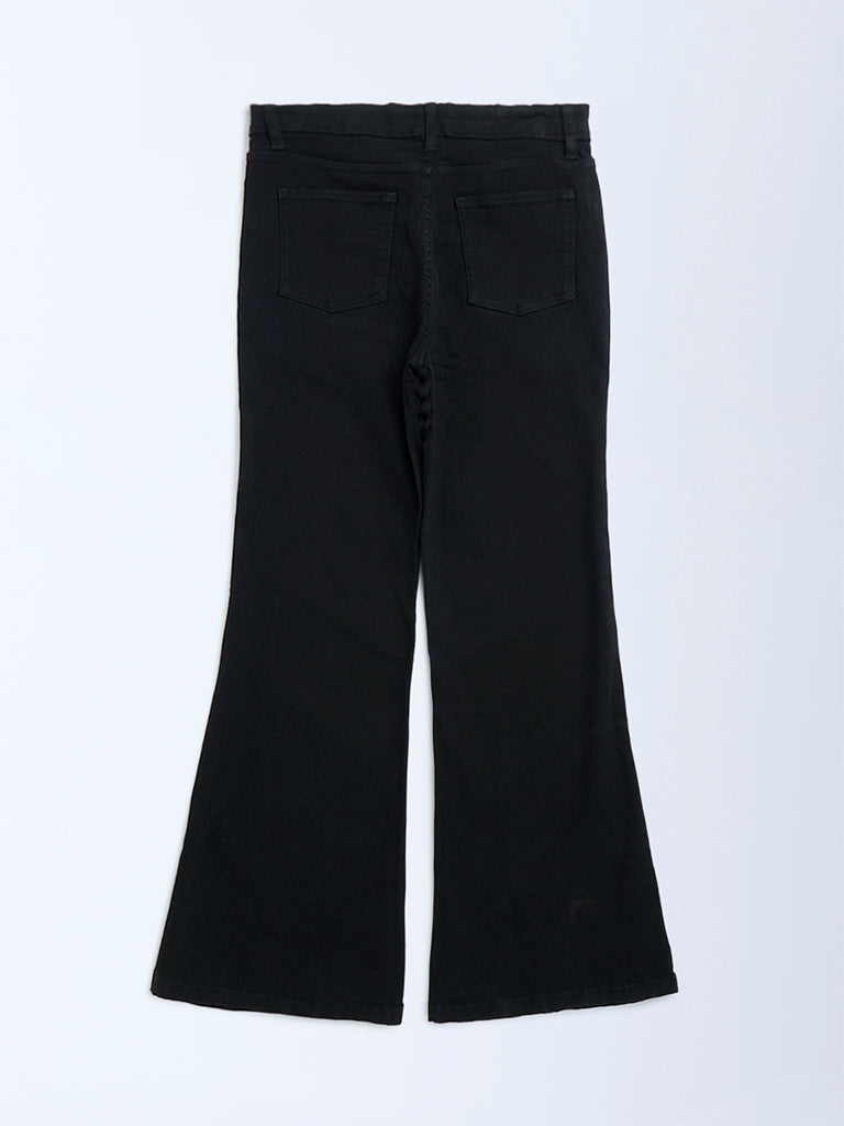 Y&F Kids Black High-Rise Bootcut Jeans