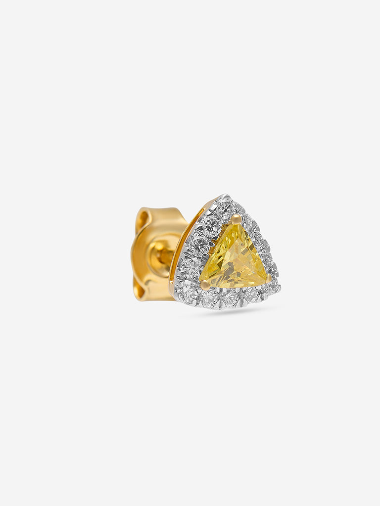 Westside X Pome Yellow Trillion Lab Diamond Halo Stud Earrings