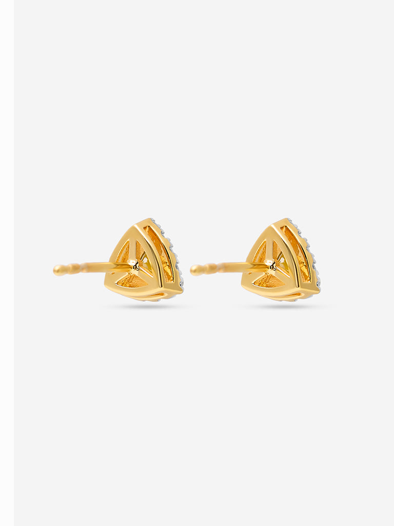 Westside X Pome Yellow Trillion Lab Diamond Halo Stud Earrings