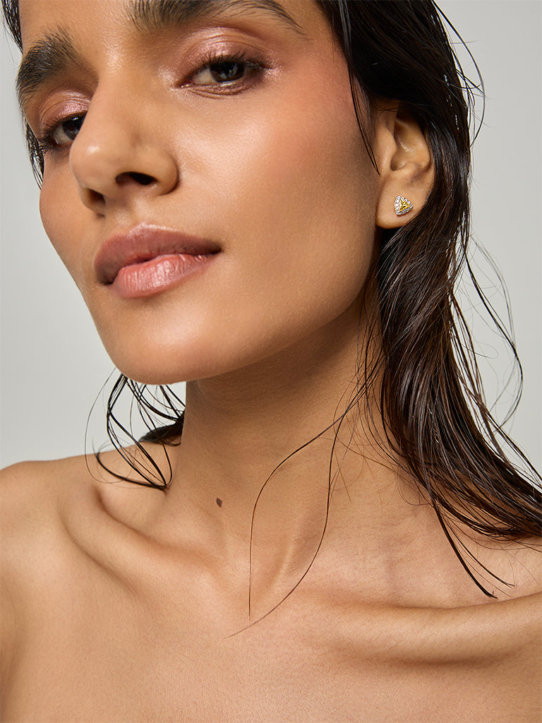 Westside X Pome Yellow Trillion Lab Diamond Halo Stud Earrings