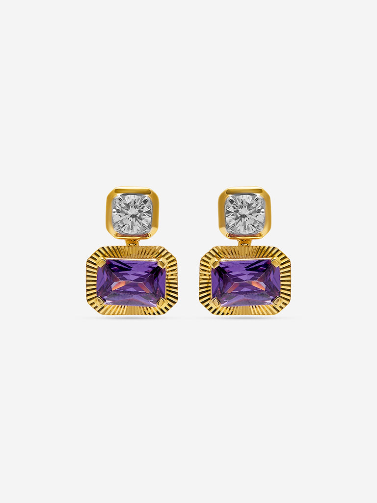 Westside X Pome Amethyst Baguette & Diamond Duo Stud Earrings