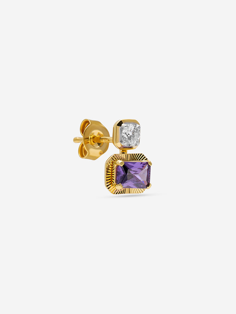 Westside X Pome Amethyst Baguette & Diamond Duo Stud Earrings