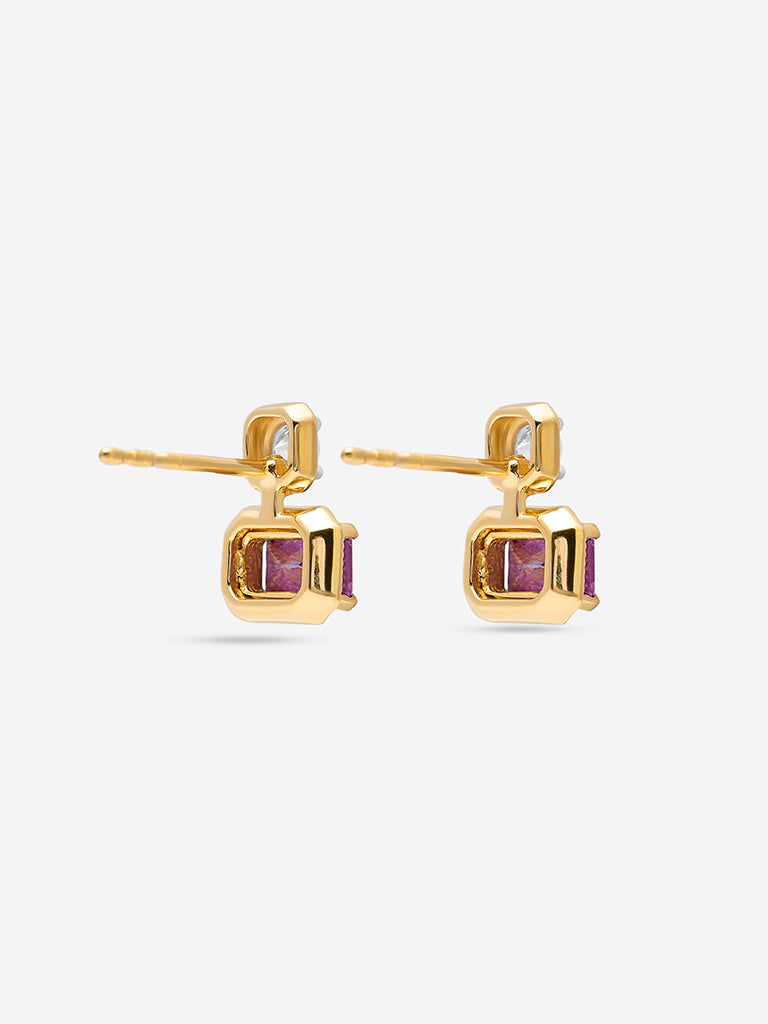 Westside X Pome Amethyst Baguette & Diamond Duo Stud Earrings