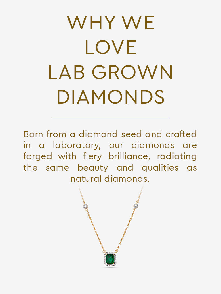 Emerald Baguette Gold Plated Lab Diamond Necklace