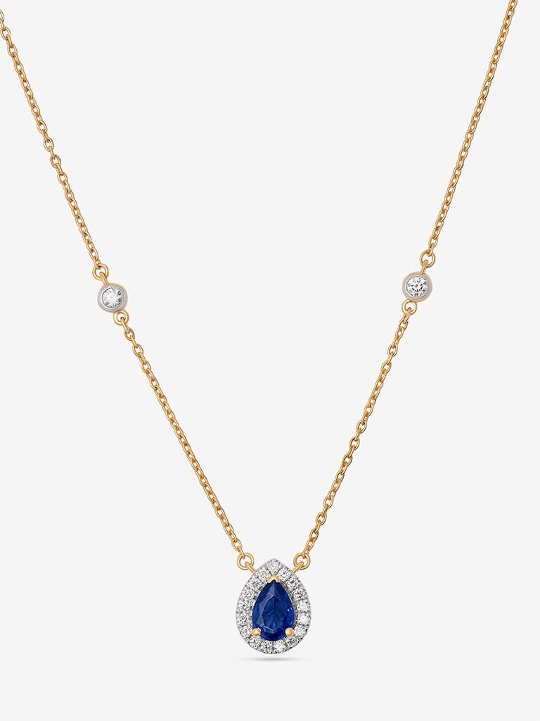 Westside X Pome Sapphire Pear Lab Diamond Halo Necklace