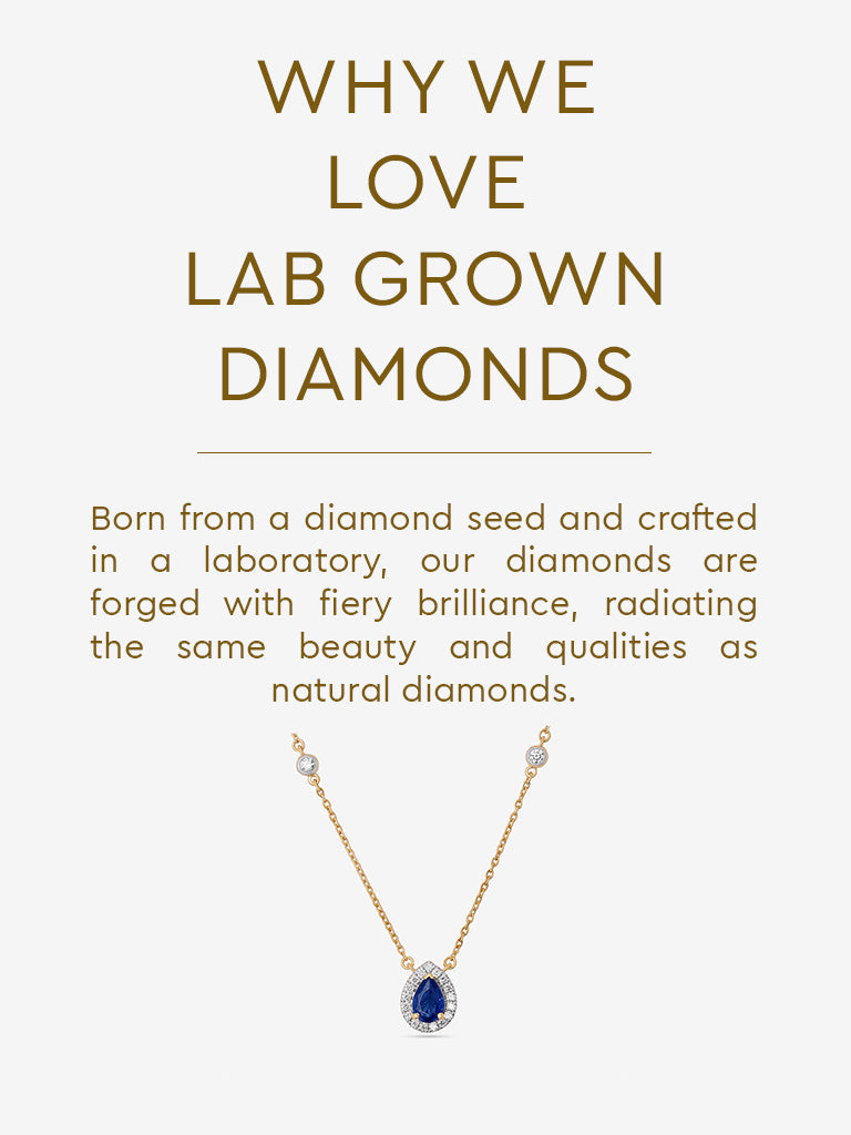 Sapphire Pear Gold Plated Lab Diamond Halo Necklace