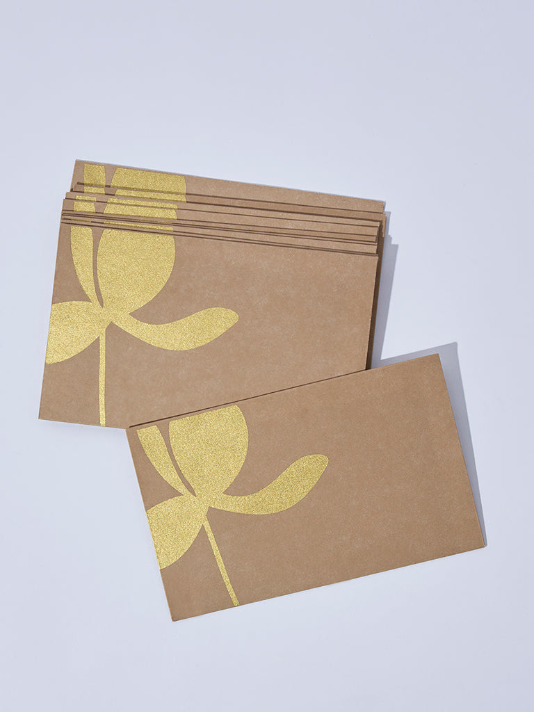 Westside Home Gold Floral Design Gift Cards (Set of 10) - Festive Season Gift