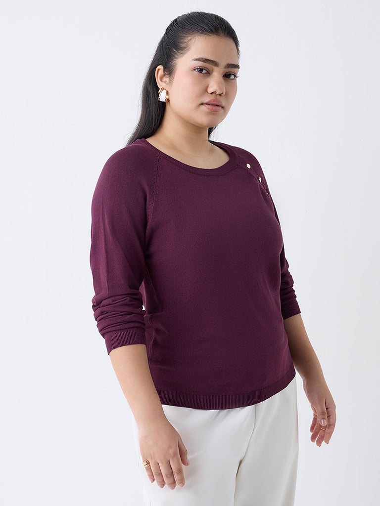 Gia Plum Knit Textured Sweater