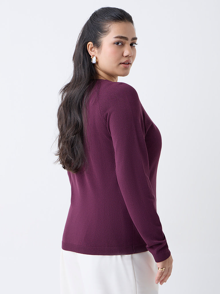 Gia Plum Knit Textured Sweater