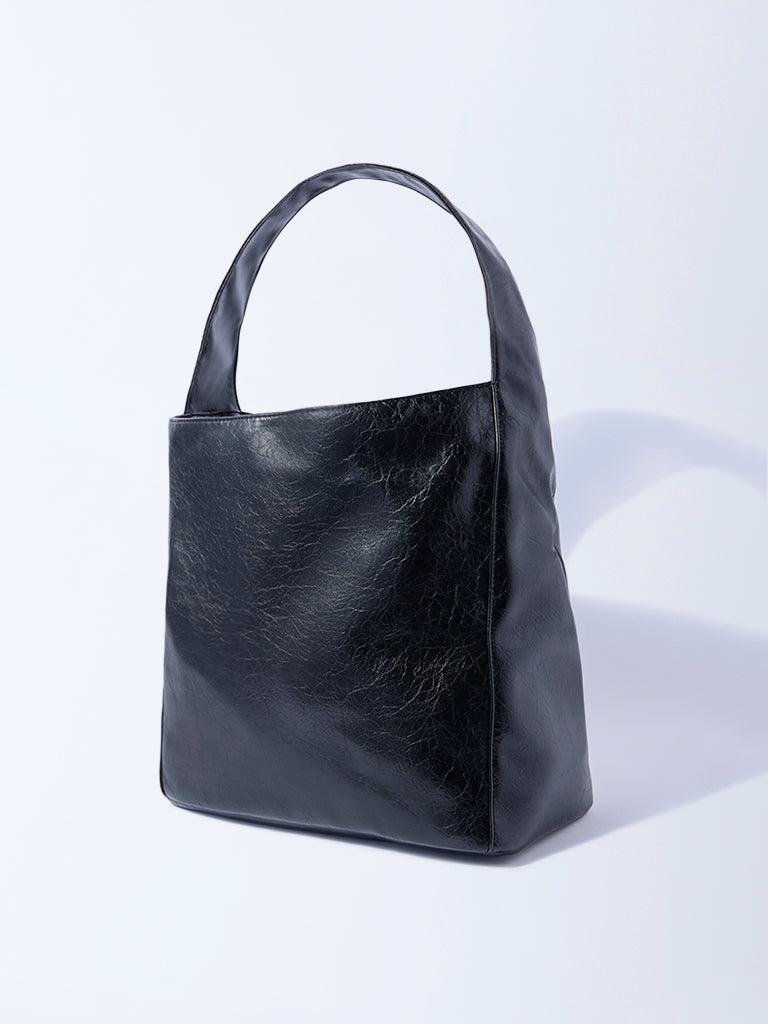 Westside Black Solid Hobo Bag