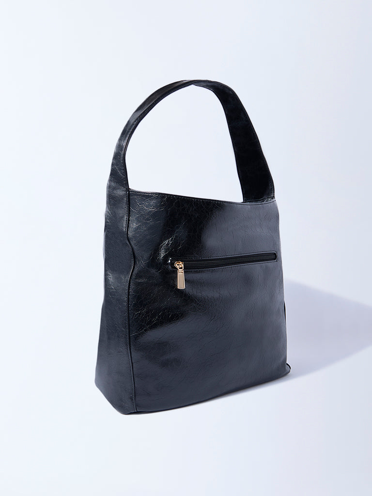 Westside Black Solid Hobo Bag