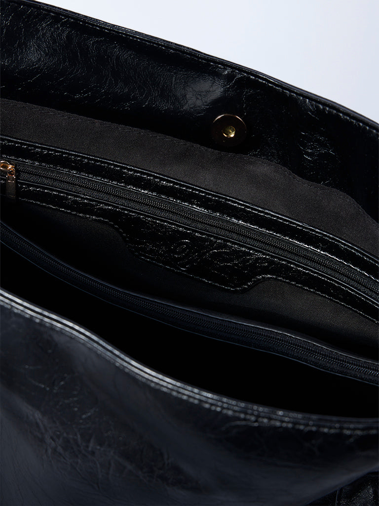 Westside Black Solid Hobo Bag