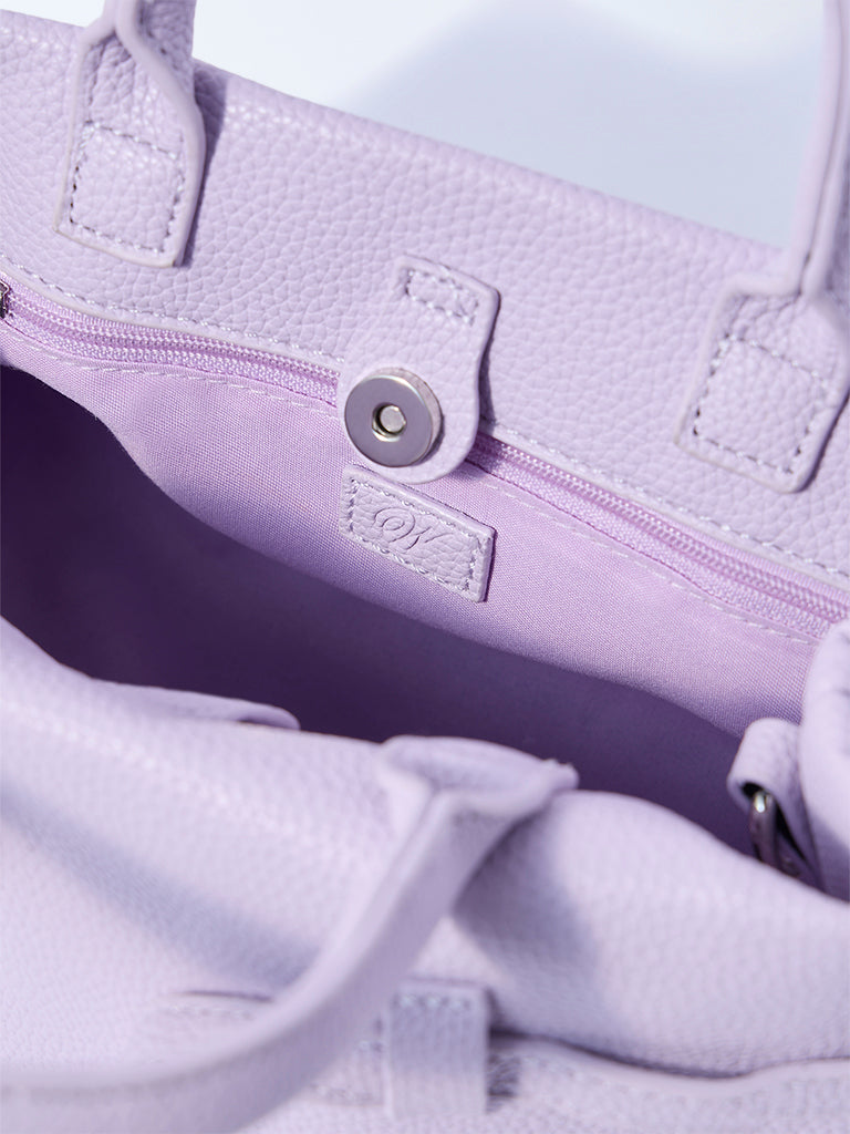 Westside Lilac Textured Sling Bag with Belt