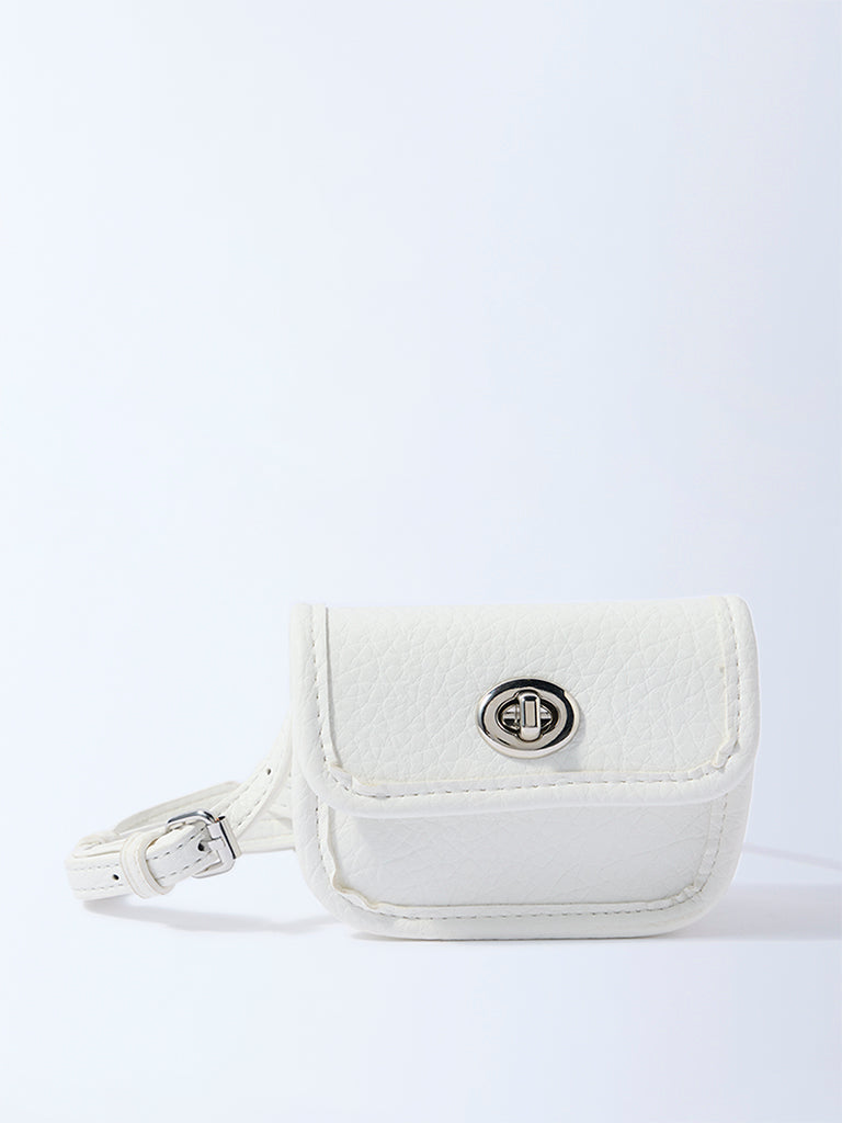 Westside White Textured Adjustable Mini Sling Bag