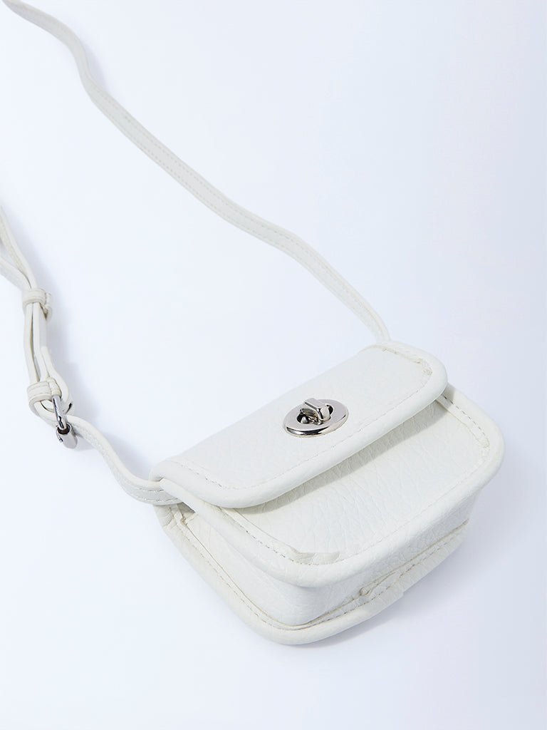 Westside White Textured Adjustable Mini Sling Bag