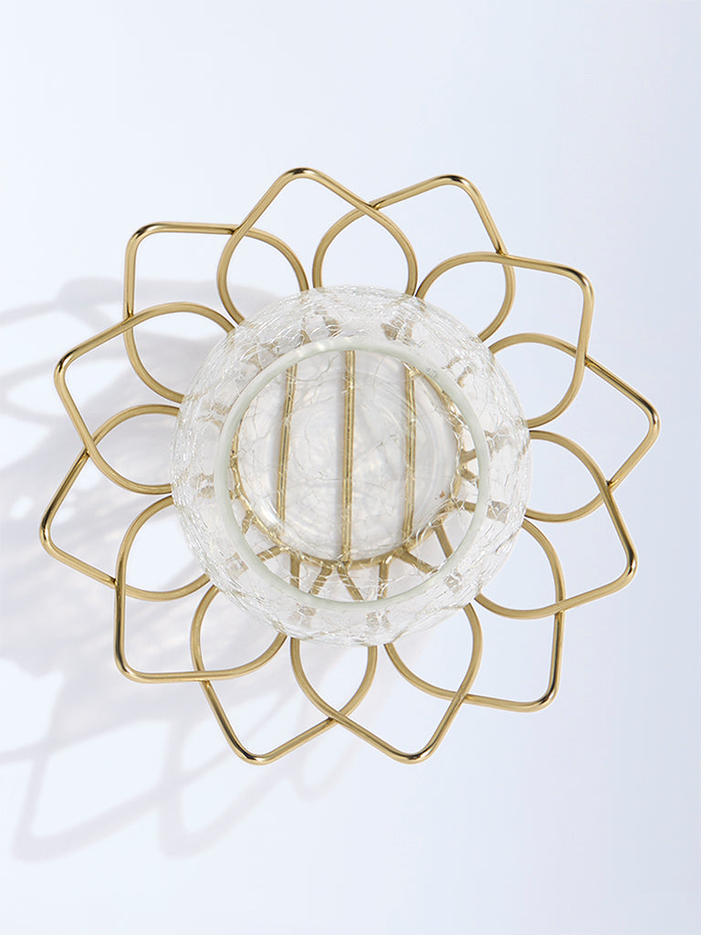 Westside Home Gold Wired Lotus with Glass Candle Stand