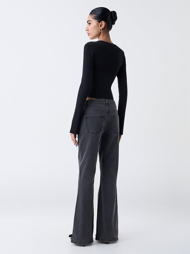 Nuon Grey High-Rise Flared Jeans