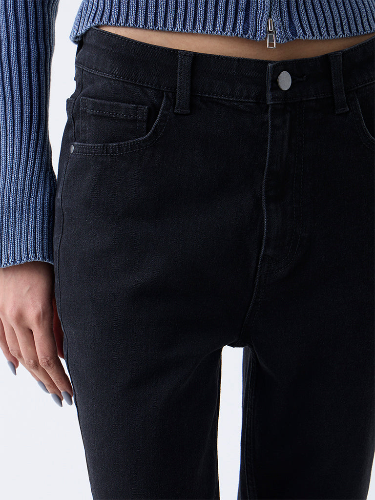Nuon Black High-Rise Flared Jeans