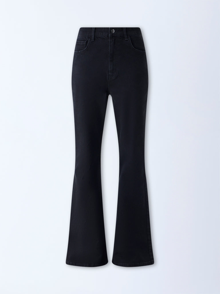 Nuon Black High-Rise Flared Jeans