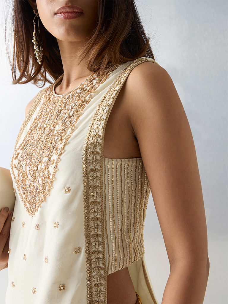 Vark Off-White Embellished Top
