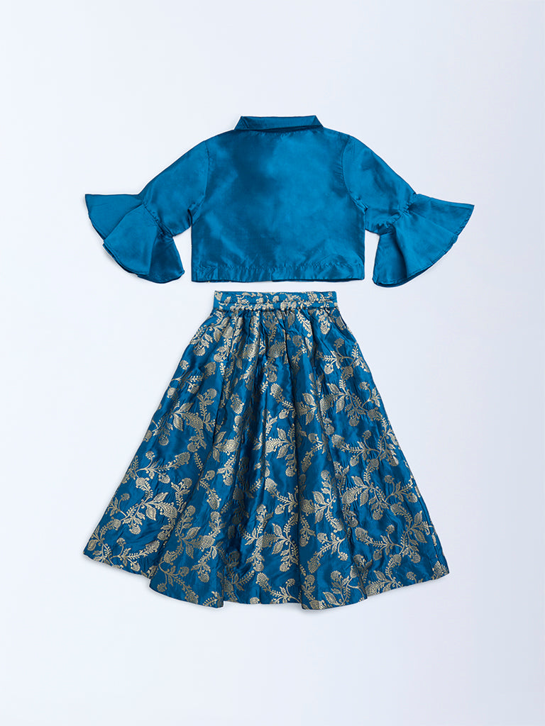 Utsa Kids Blue Sequin Embellished Ethnic Set - (2-8yrs)