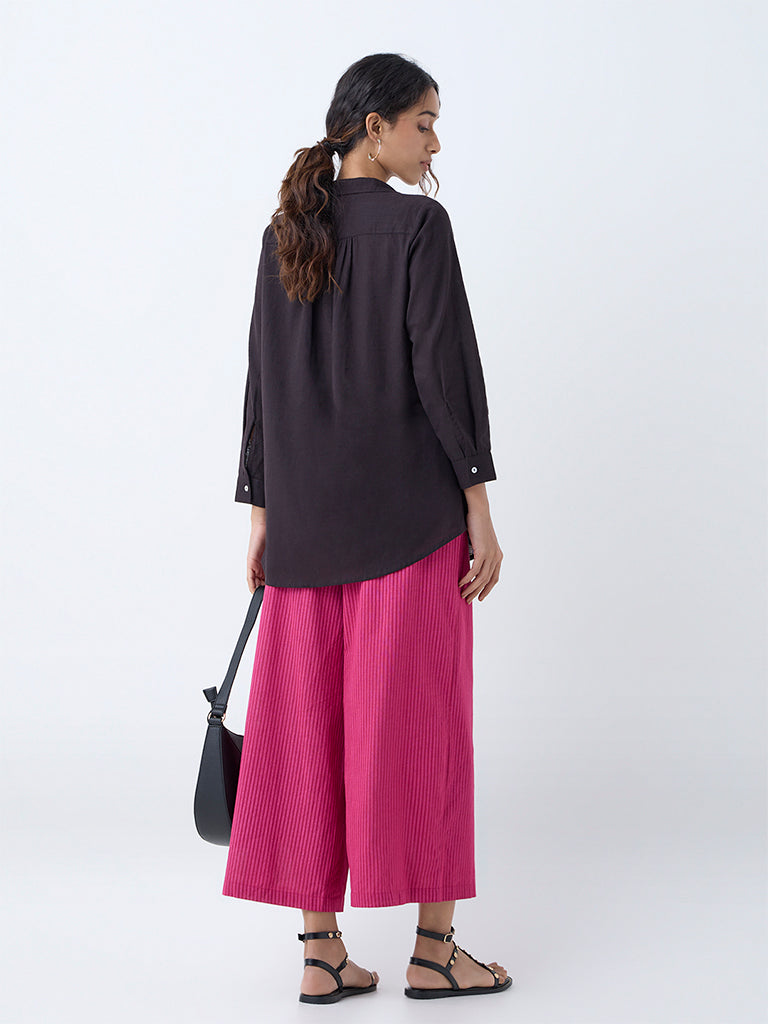 Westside Utsa Women's Black Embroidered Cotton Tunic for Work Wear Back View