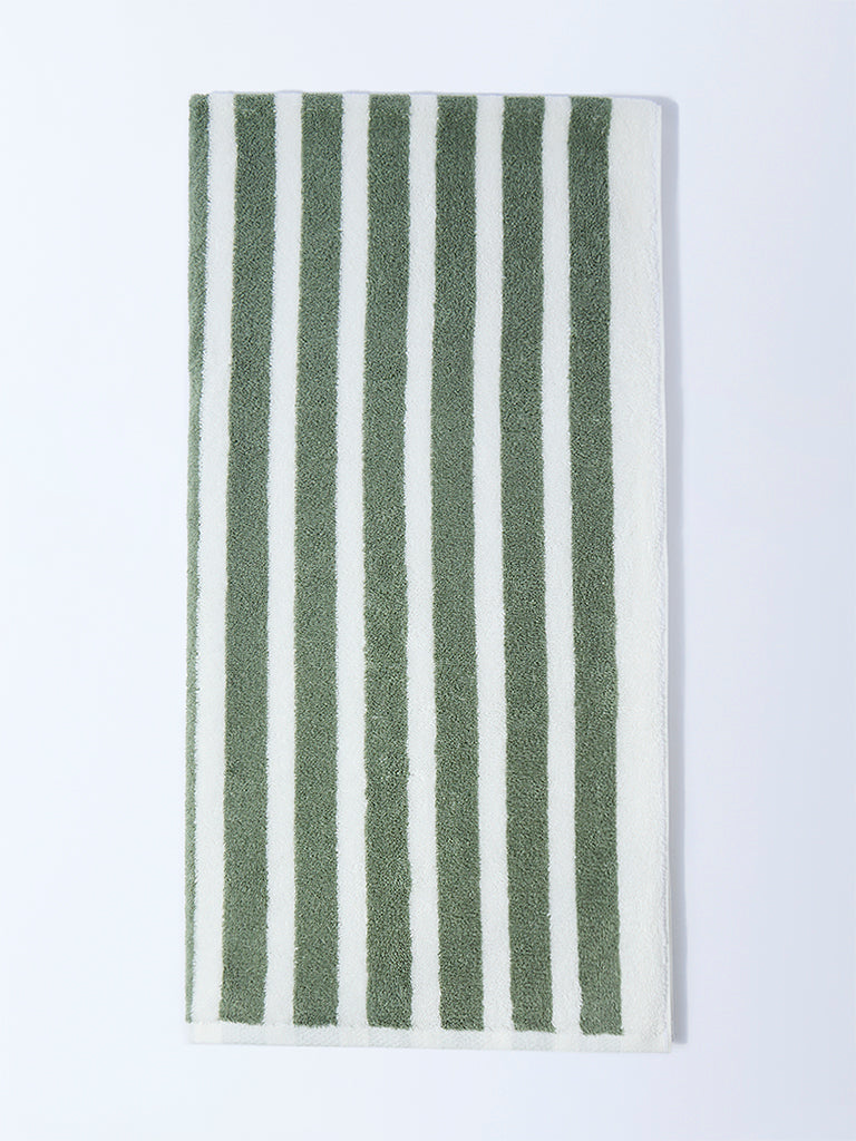 Westside Home Green Stripe Patterned Bath Towel